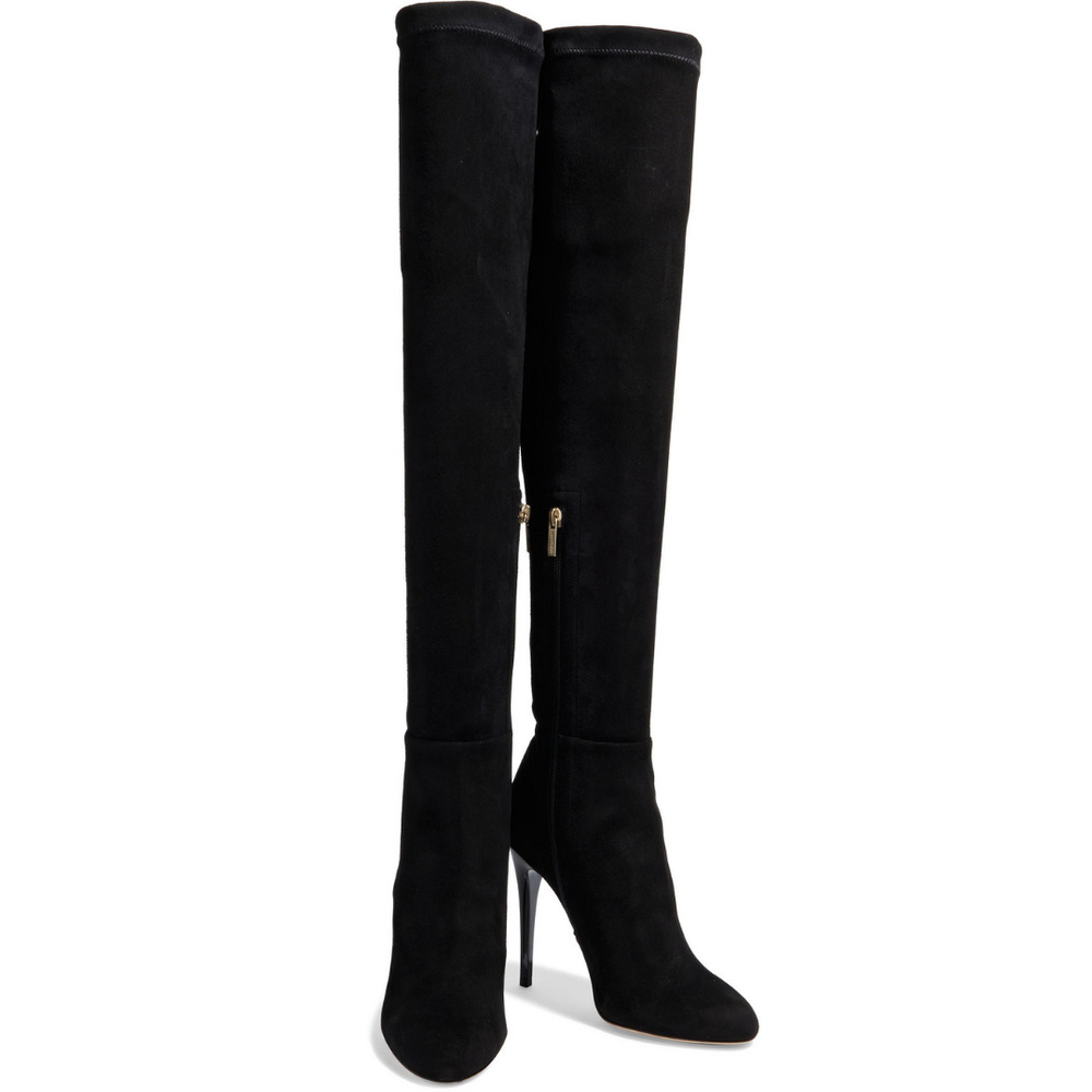 Jimmy Choo Women's Black Turner 110 Stretch-suede Over-the-knee Boots Size 35.5